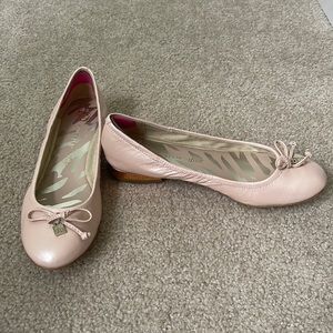 Nude pink leather flats